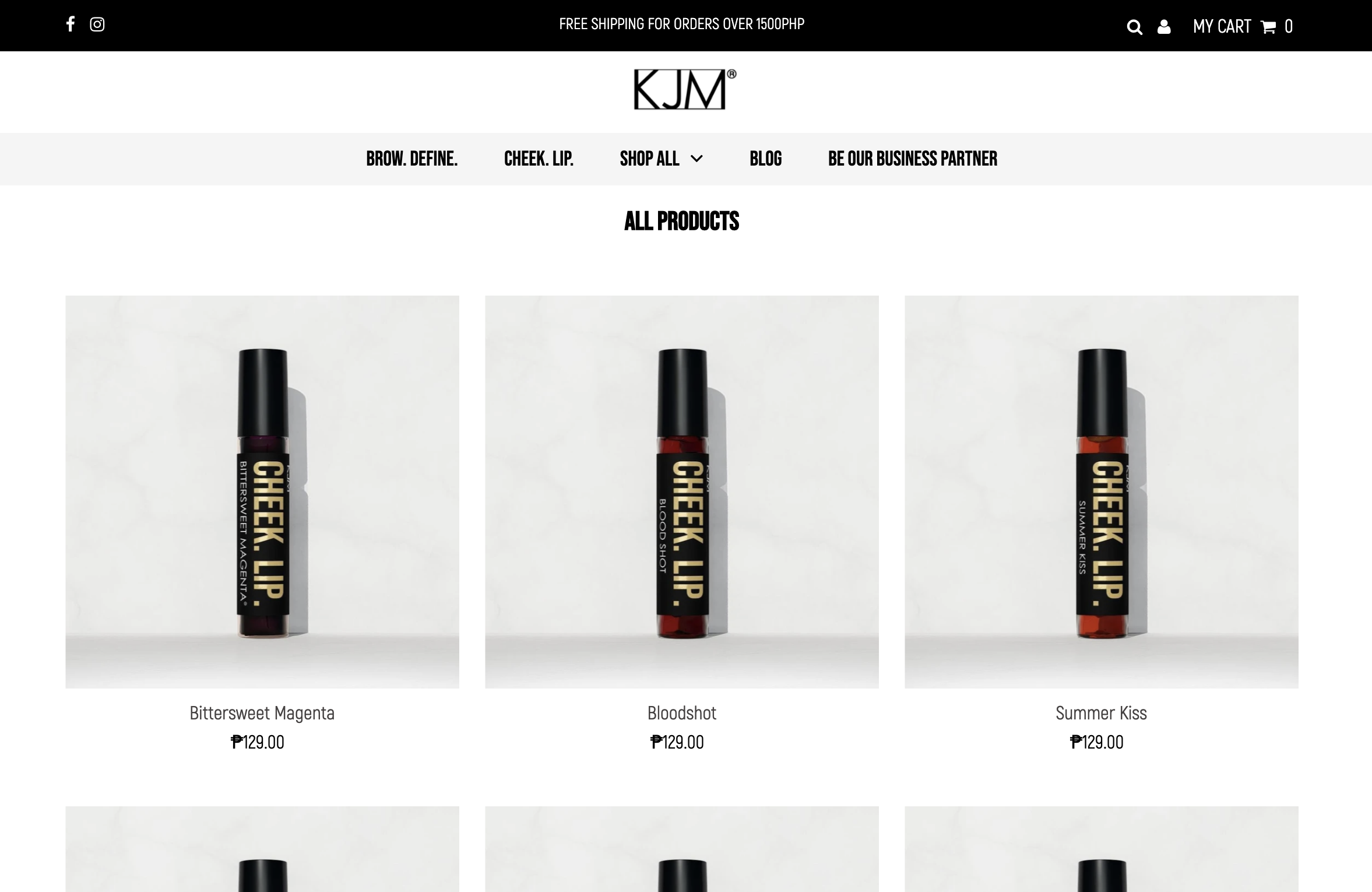KJM Cosmetics website