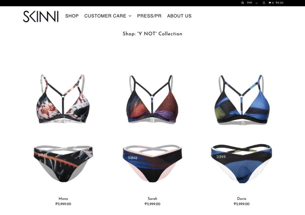 Skinni Swim website