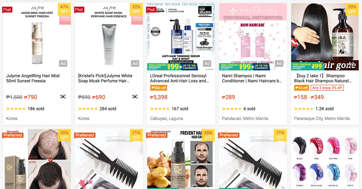 haircare and styling products that topped the sale in shopee philippines