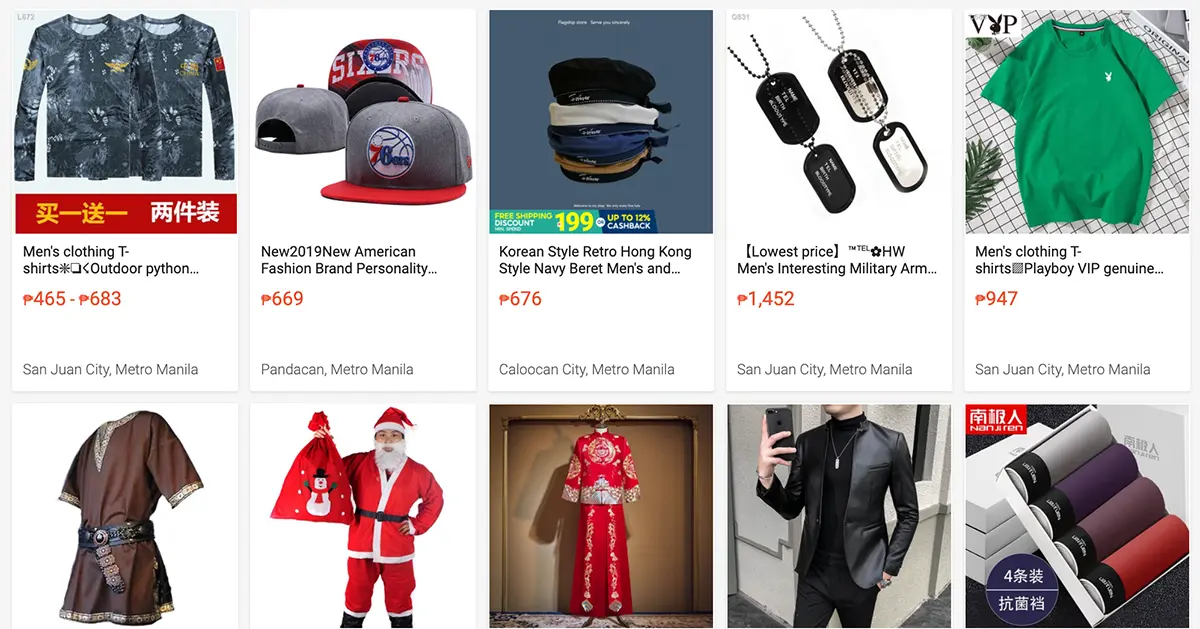 top-selling men's clothings and accessories in shopee philippines