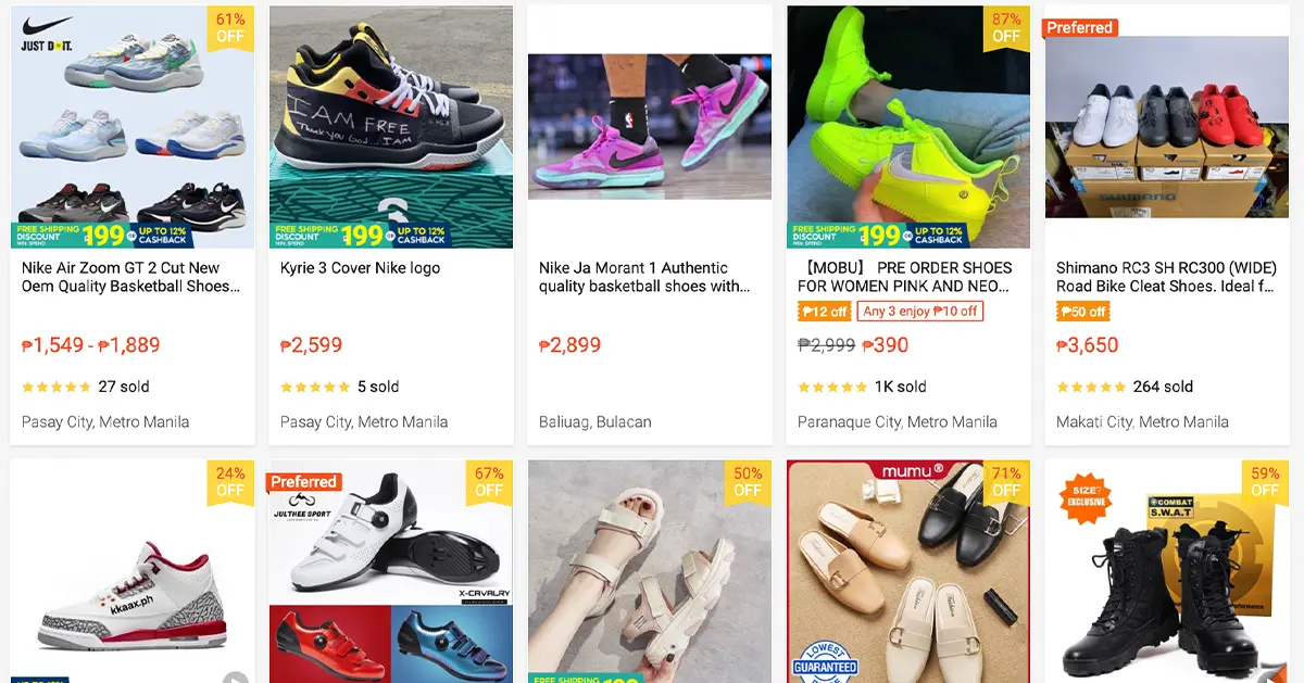 top sales in shopee philippines for footware