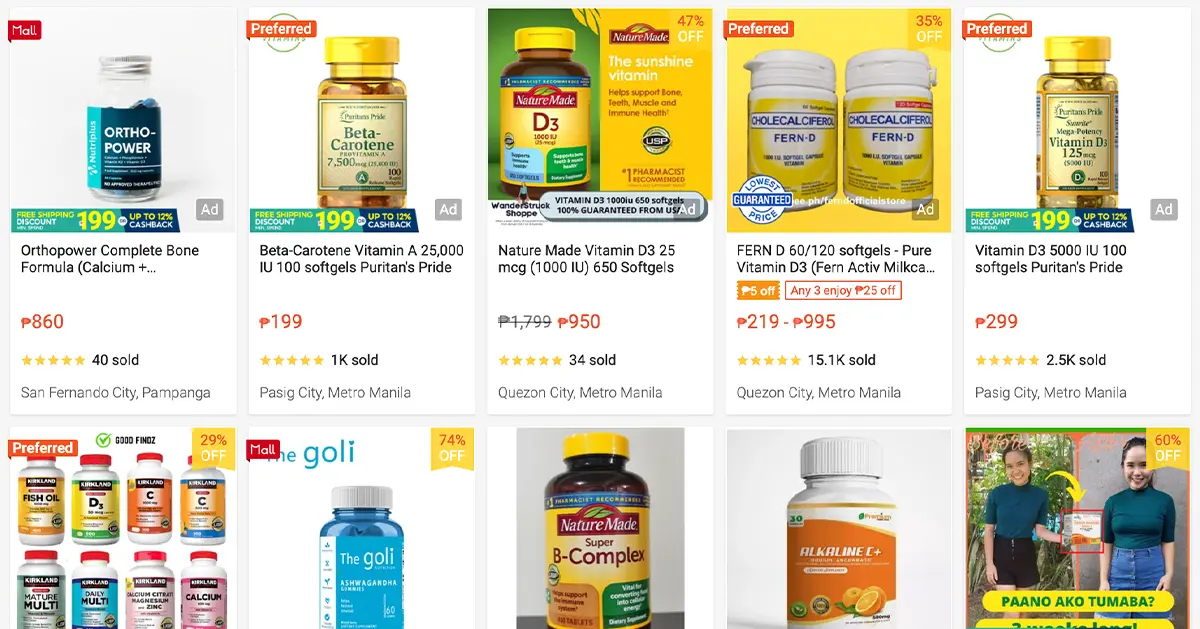 vitamins and supplements on sale