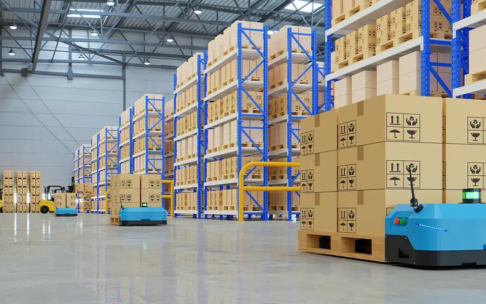 E-commerce Warehouse Automated Delivery Vehicles With Parcels | Locad Blog