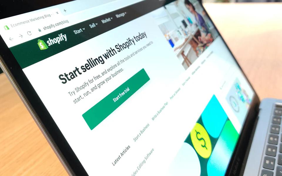 Shopify e-commerce website on a laptop