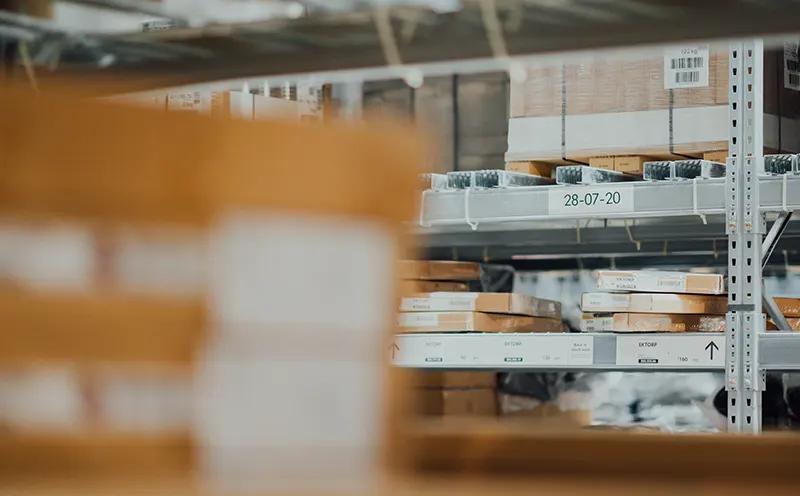 inventory shelf inside a warehouse