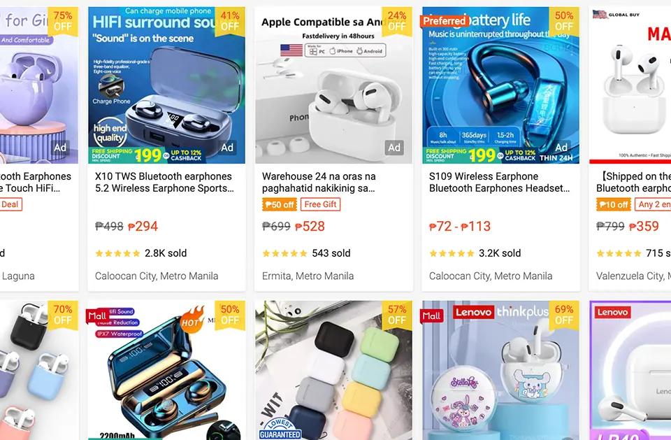 bluetooth earphones on shopee sale