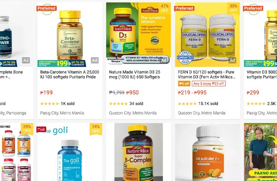 vitamins and supplements on sale